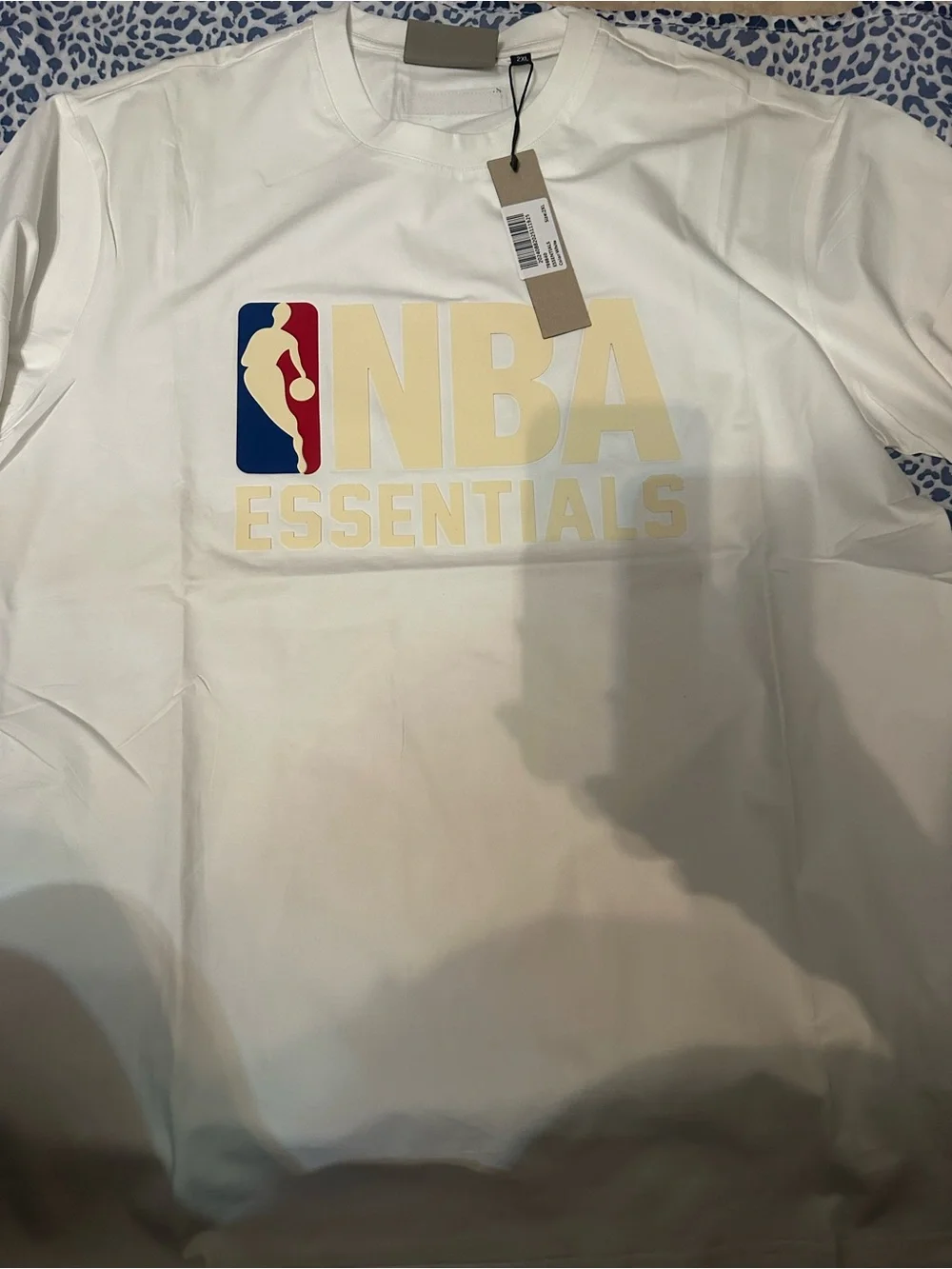 Essentials White Tee with Black Logo Patch
